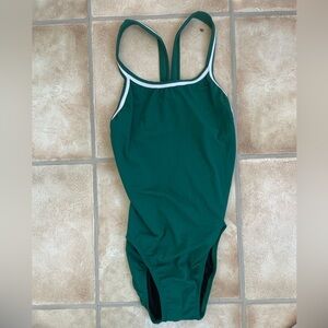 NWT Dolphin Women's Reliance Forest Green DBX Back 1-Piece SwimSuit; size 40
